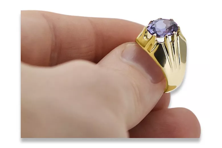 14K Yellow gold Alexandrite Ring Vintage Jewlery vrc016y